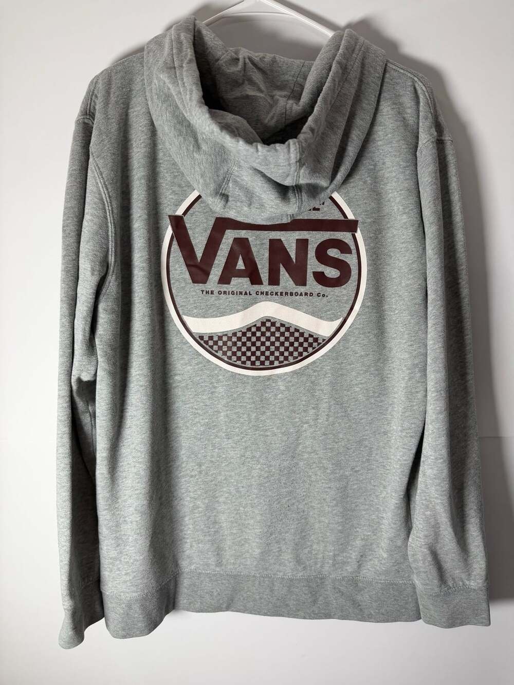 Vans Circled Checker Pullover Hoodie Size L Heather Gray